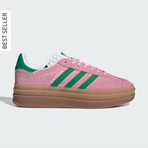 Adidas Women's Pink and Green Gazelle Sneakers